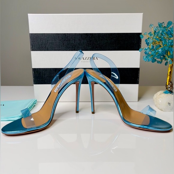 Aquazzura - So Nude PVC Slingback Sandals Ice - 37 (7) - New in Box - Picture 12 of 16